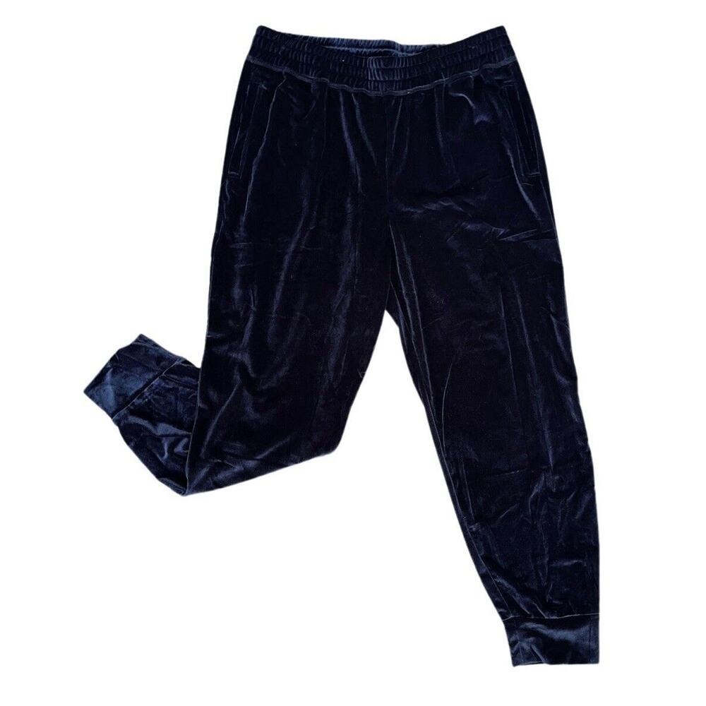 NEW‎ Fabletics Women's Daria Velour Joggers Large Navy Drawcord At Waist NWT